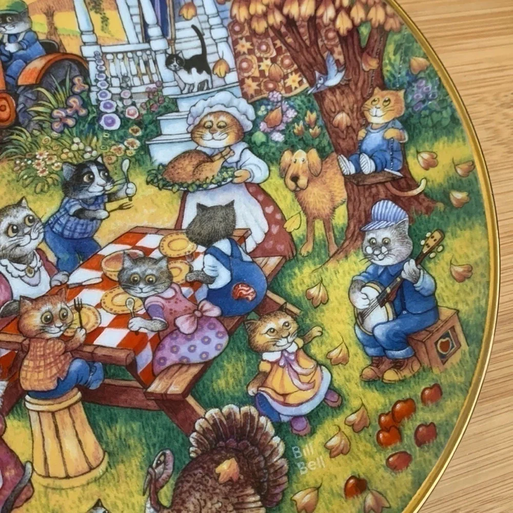 Franklin Mint | A Purrfect Feast Limited Edition Porcelain LD4724 24k Trim Plate